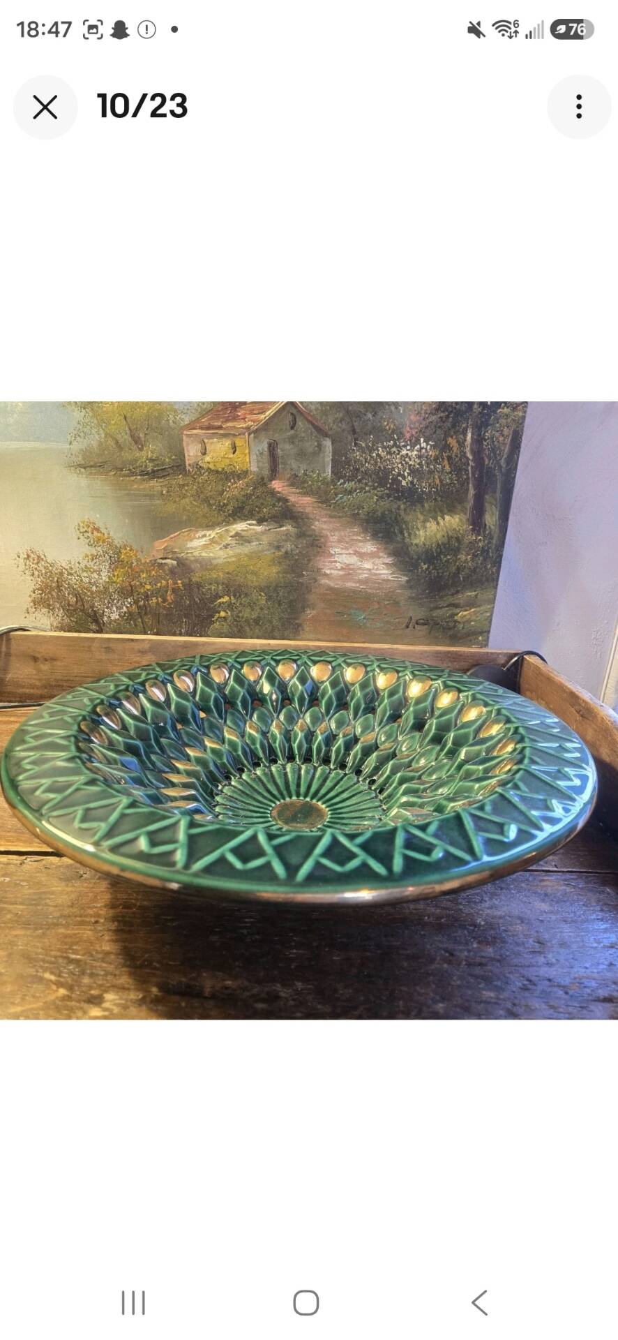 Magnificent and Huge Fruit Basket with Gold Highlights from the 50s-70s