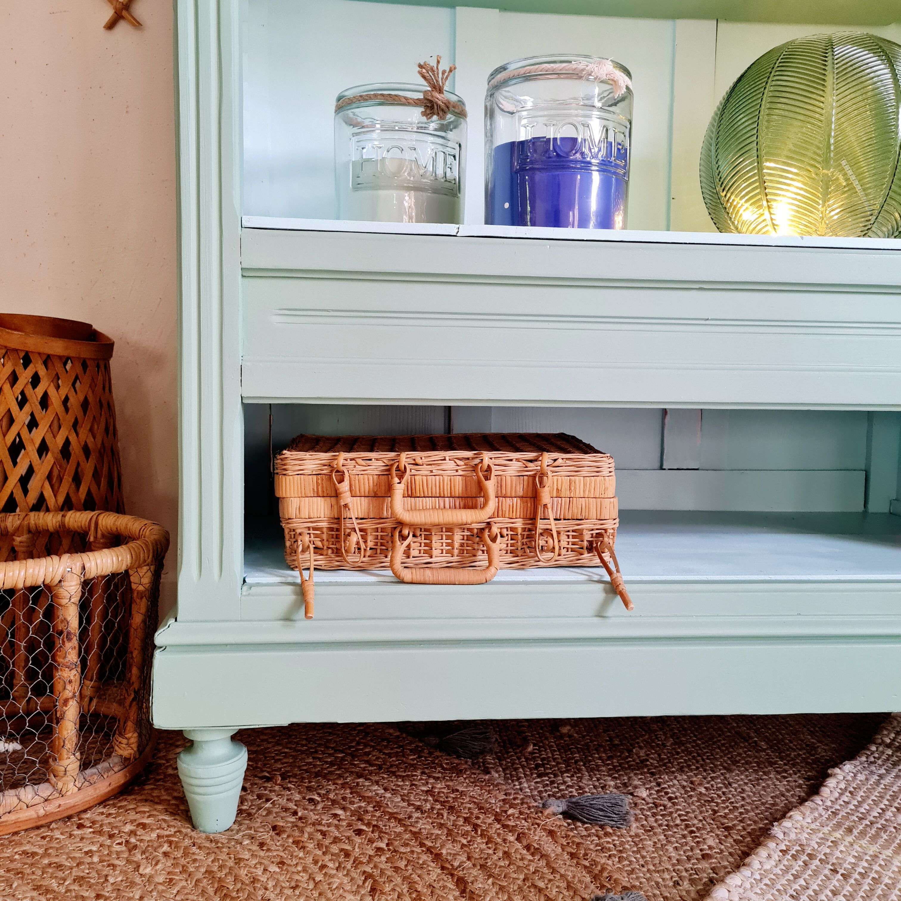 Green bookcase cabinet