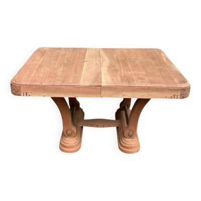Table à manger art déco extensible rénovée en noyer massif des années 30