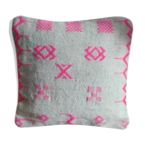 Pink and white bohemian Berber cushion