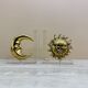 Vintage bookends sun and moon lucite and brass, 1970s
