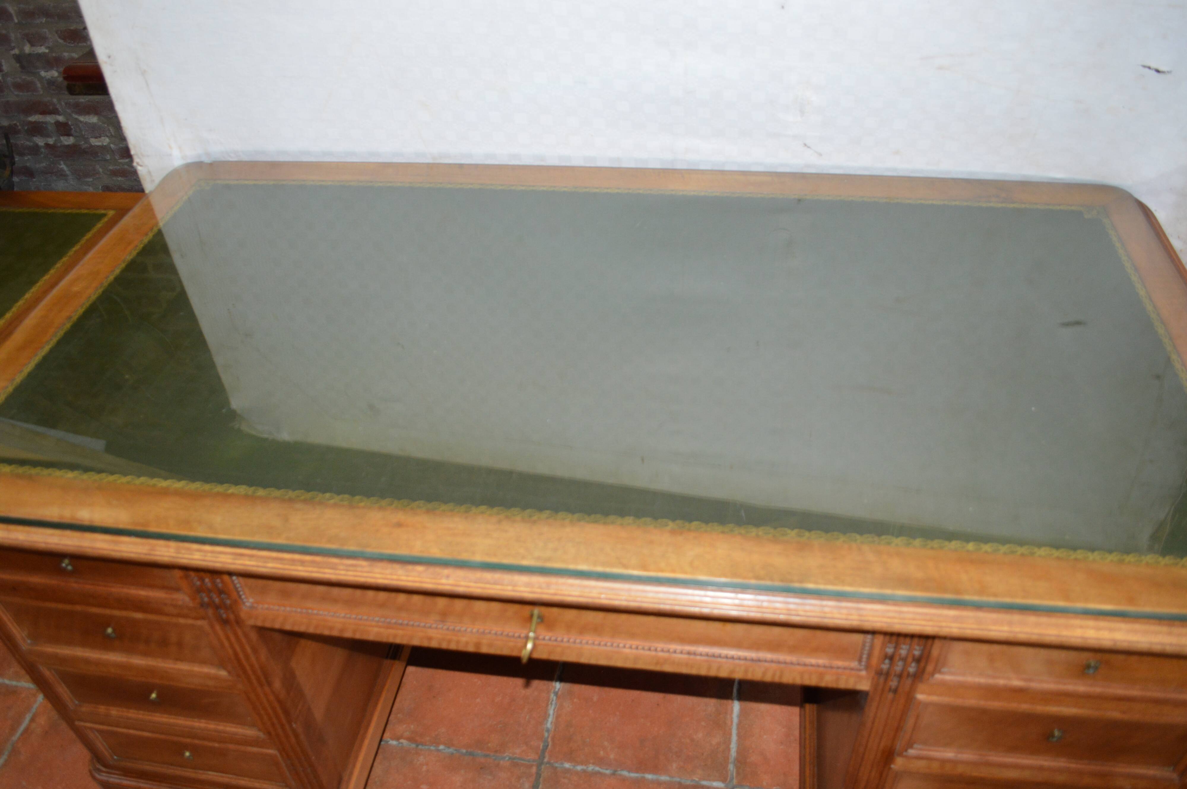 Walnut desk with zippers on the side