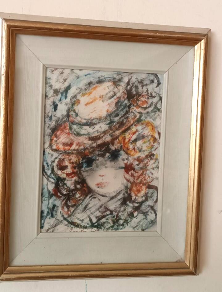 Peinture sur papier aquarelle visage, GUIDO CODOGNONE (1901-1968)