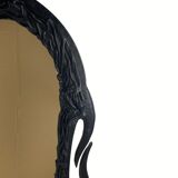 Midcentury wavy "Art Nouveau" leather wrapped mirror