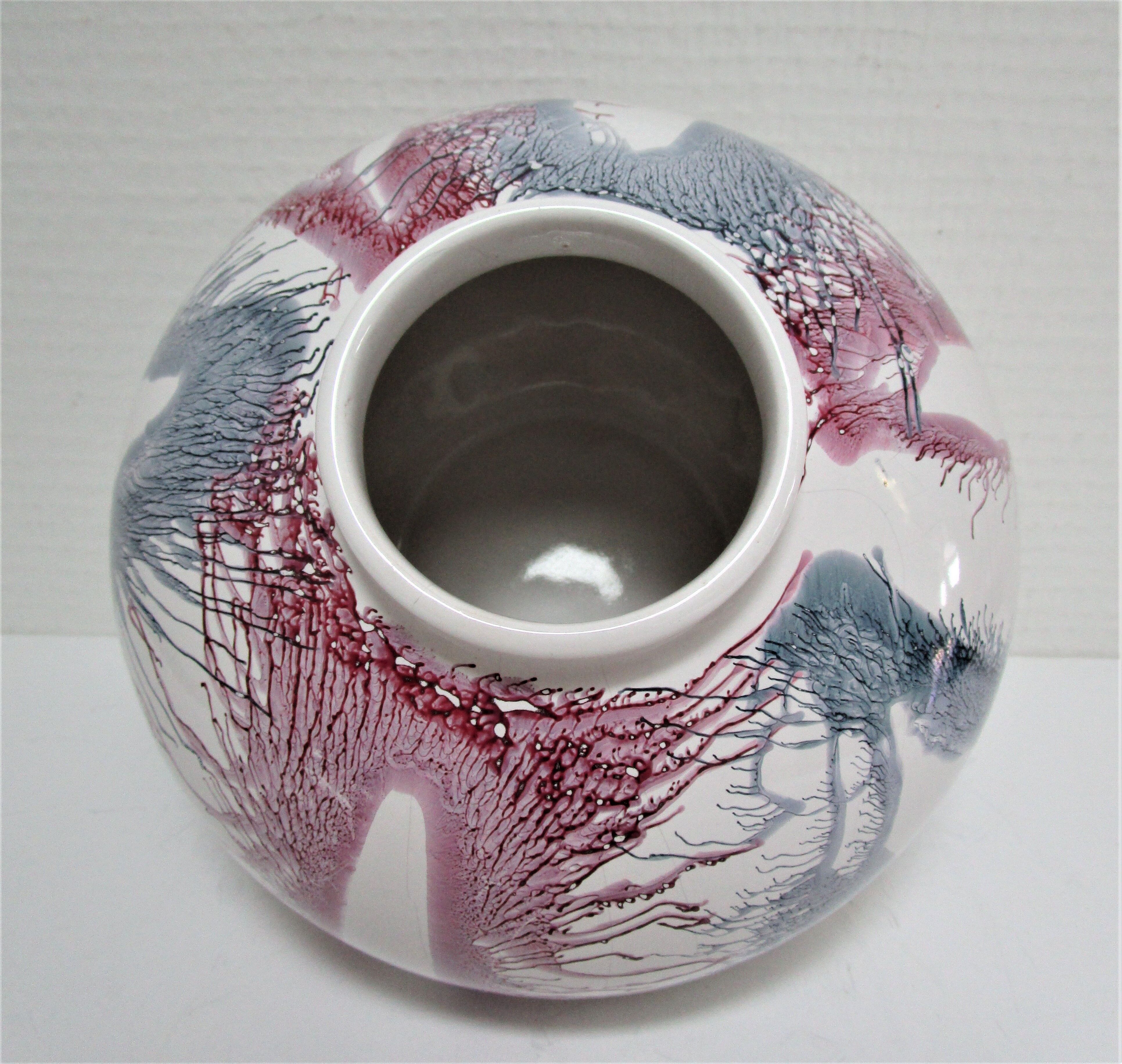 Vase west germany ceramic with projected decoration design 70s