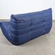 Michel Ducaroy Togo Loveseat in Blue Leather for Ligne Roset, France, 1980s