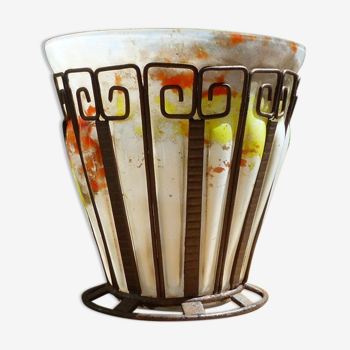 Vase glass paste metal frame