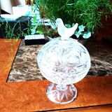 Cut crystal candy or sugar bowl on a stand