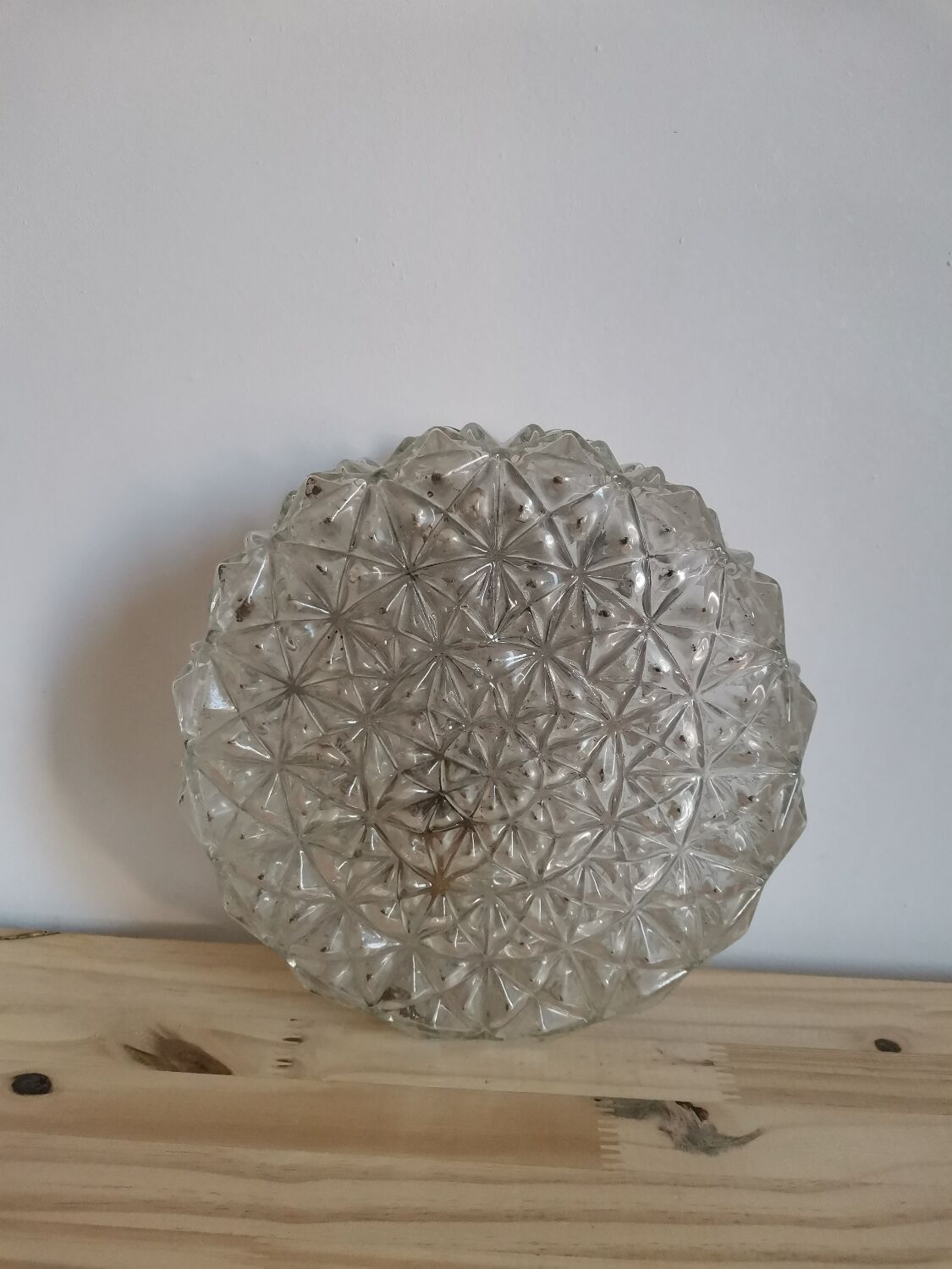 Vintage molded globe glass wall lamp