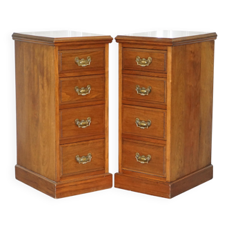 Pair of tall Victorian walnut chests of drawers