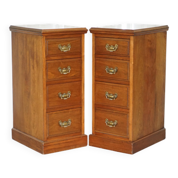 Pair of tall Victorian walnut chests of drawers