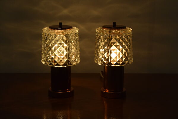 Paire de petites lampes de table par Kamenicky Senov, Preciosa, années 1970.