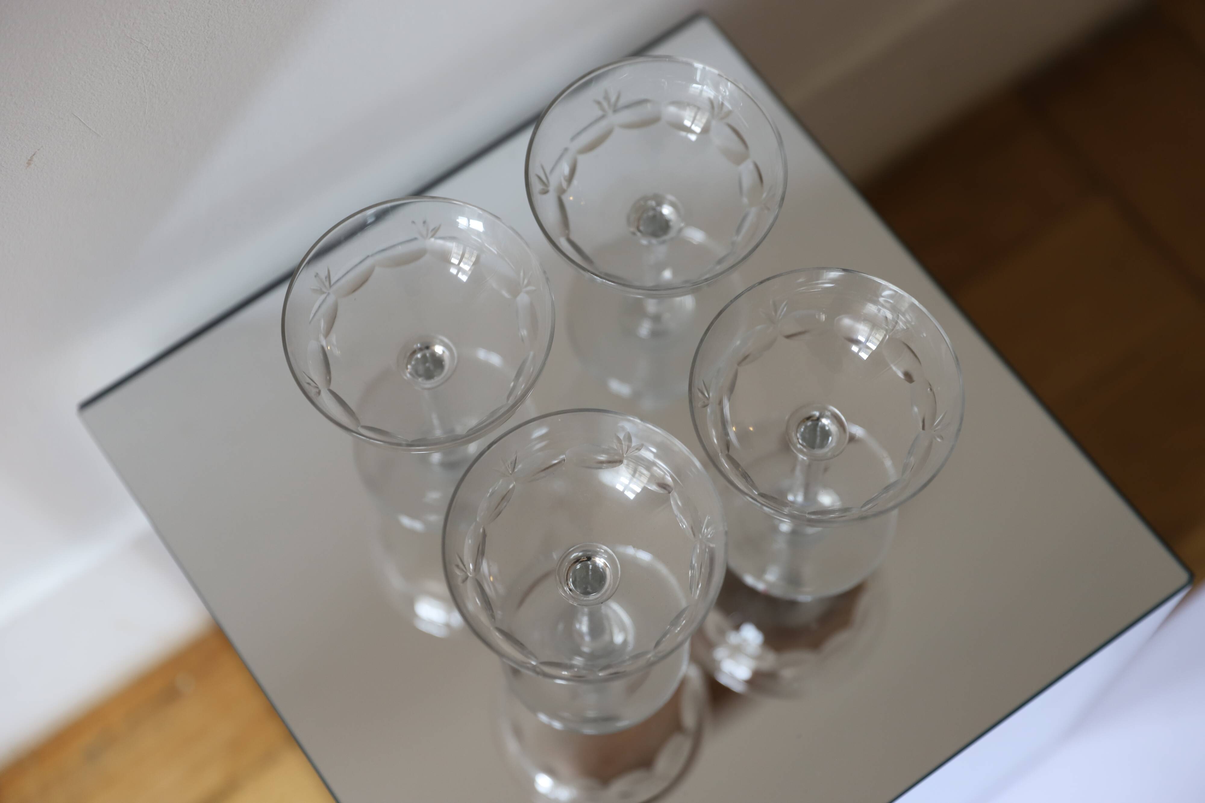 8 stemmed glasses