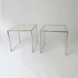 3 nesting coffee tables in glass and gilded metal, 1950-1970