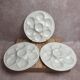 Set of 3 oyster/shell plates Chantilly France – cracked white