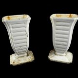 Paire d'ancien vases en fonte émaillé