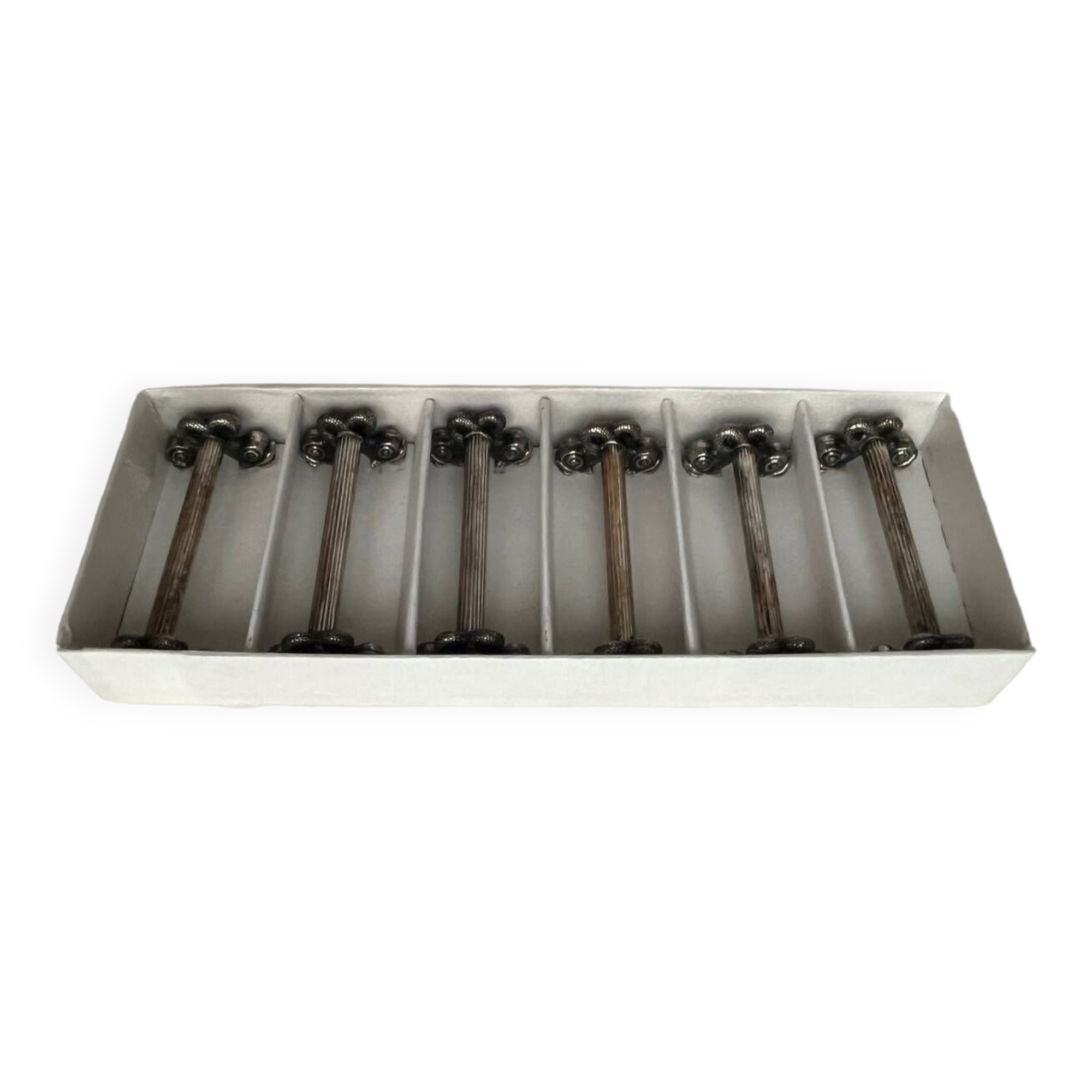 6 silver metal knife holders
