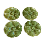 Pop-up Christmas 2022 - set of 4 oyster plates in green slip from Gien 1970