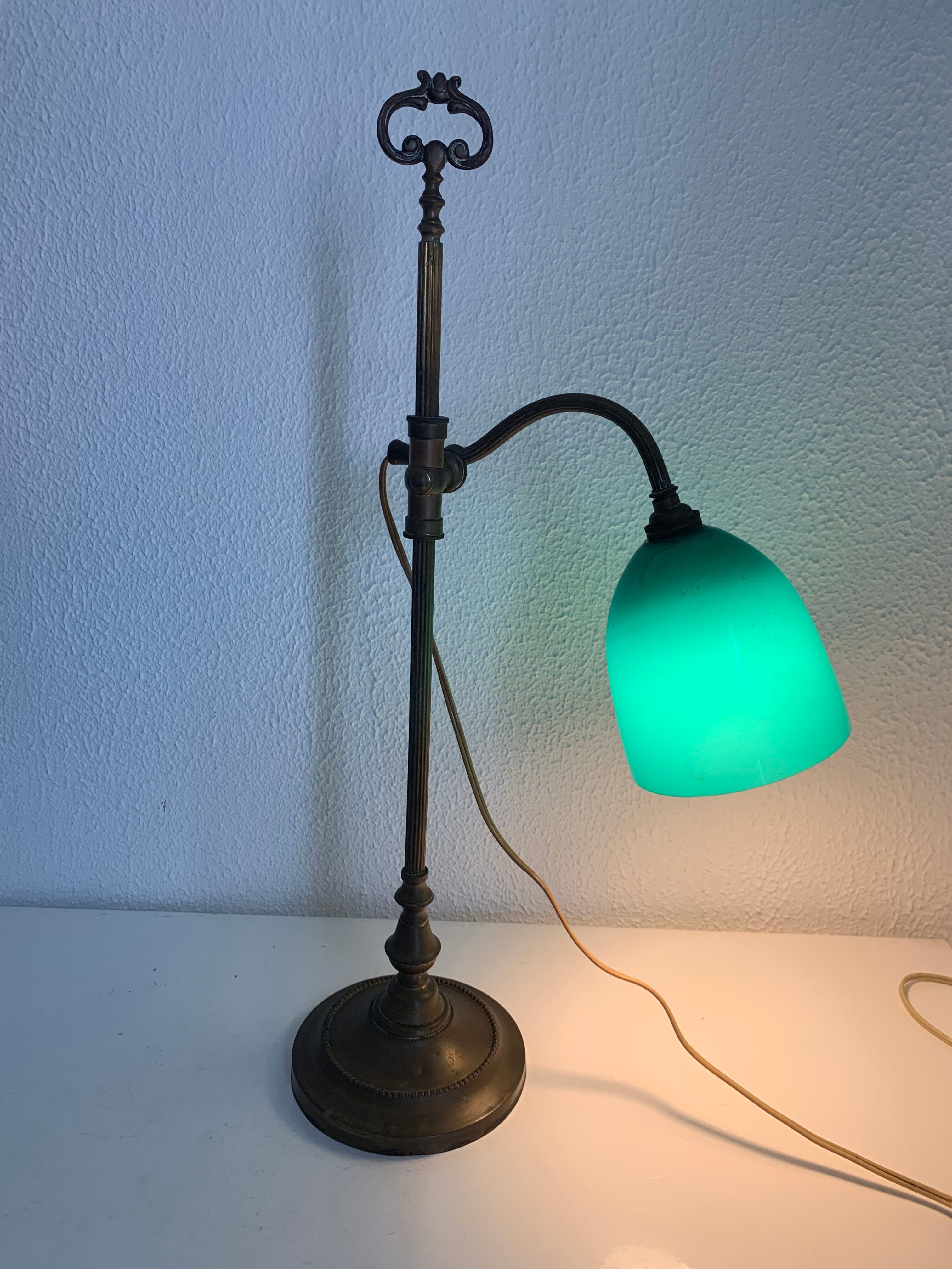 Vintage lamp 1900 celadon jeweler workshop brass - 56 cm