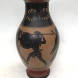 Reproduction of a Greek Attic-style black-figure vase depicting warriors
