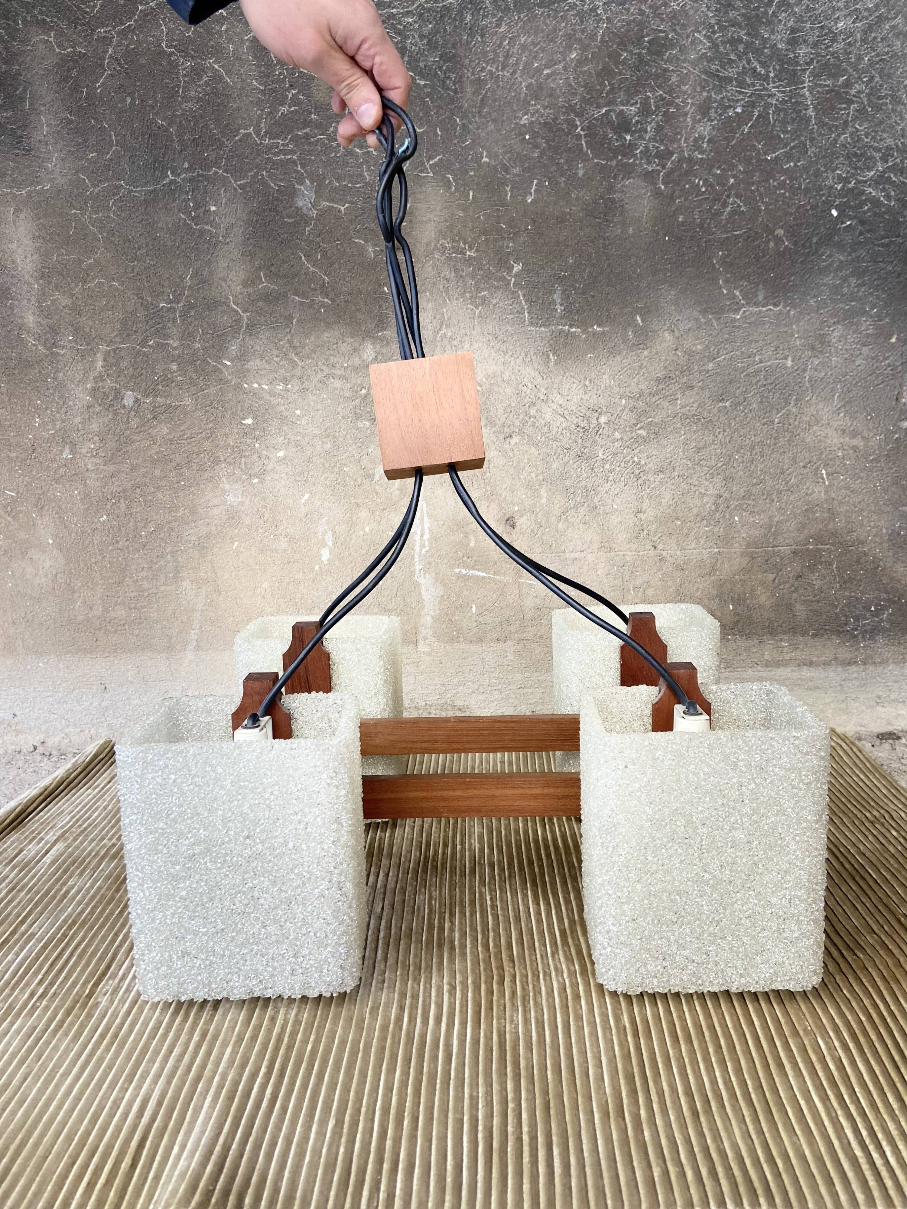 Scandinavian teak pendant chandelier