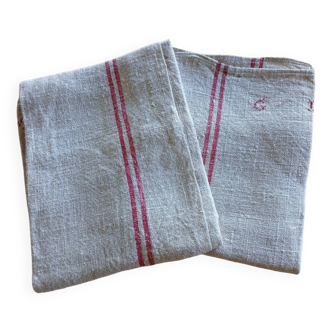 2 old embroidered tea towels