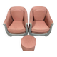 Paire de fauteuils bergères + 1 pouf Art Déco en bois laqué