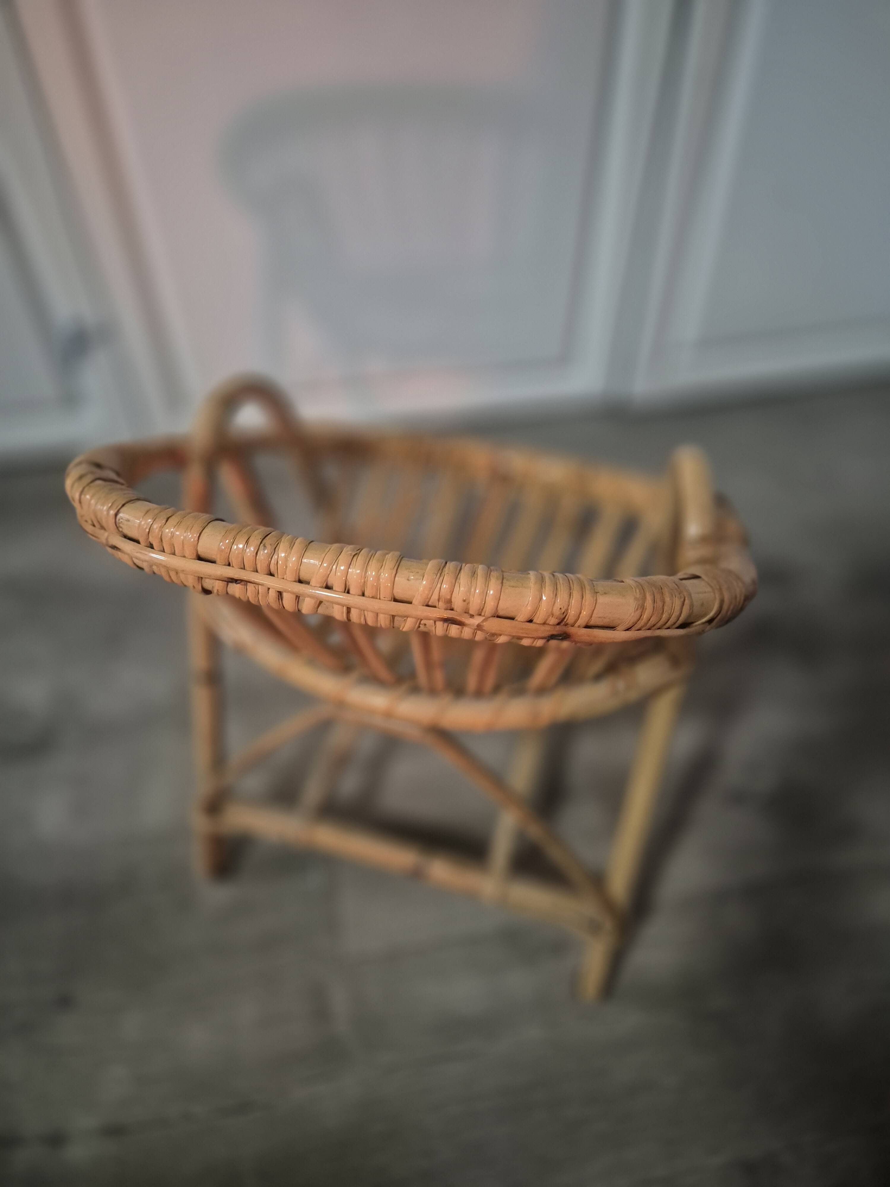 fauteuil enfant en rotin vintage