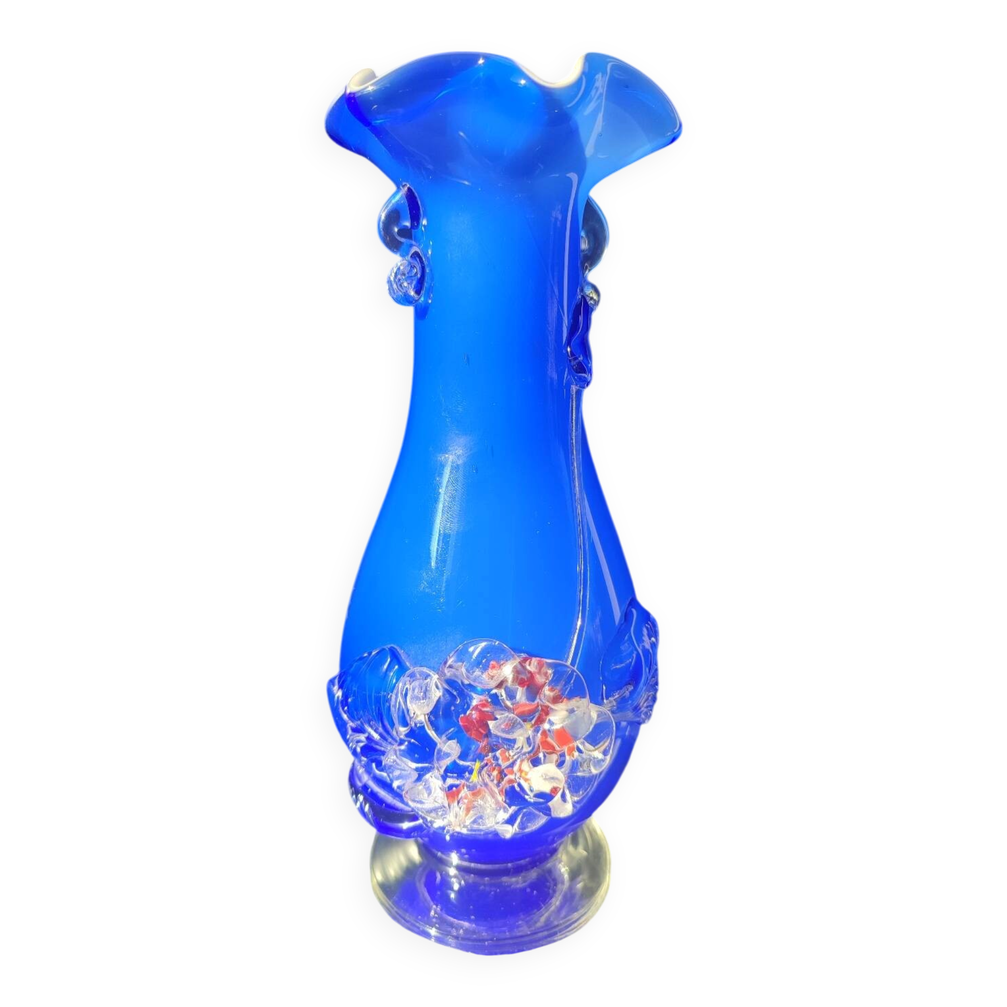 Italian blown glass art vase
