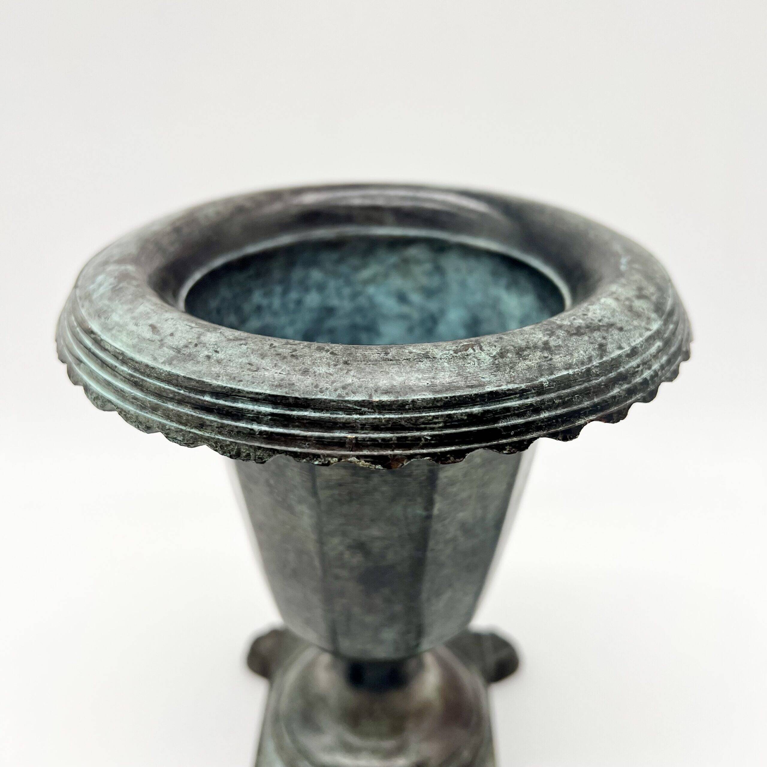 Pair of "Médicis" vases in verdigris – 1950s