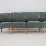 1970s  modular sofa or chairs in beech wood and Kirgby fabric, Czechoslovakia