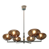 6-light chandelier  Sciolari, chrome and smoked glass