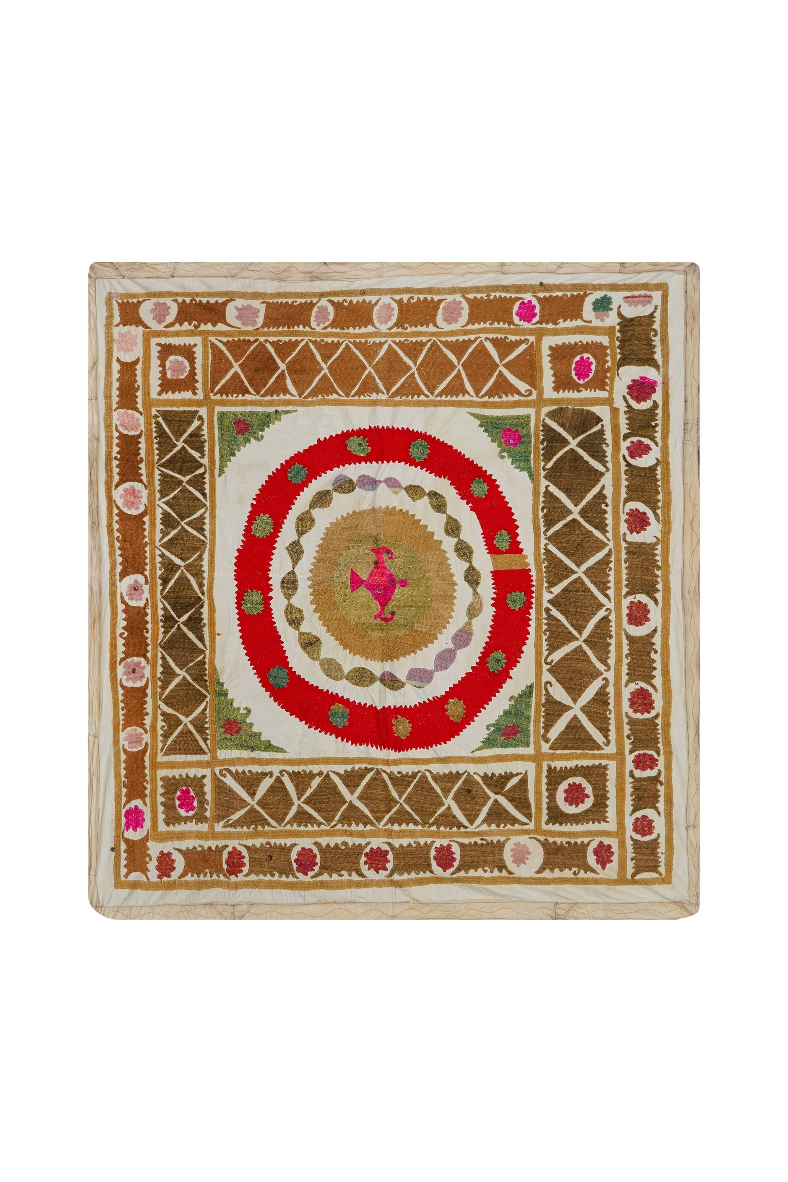 Vintage Turkish hand-knotted rug 124x138 cm