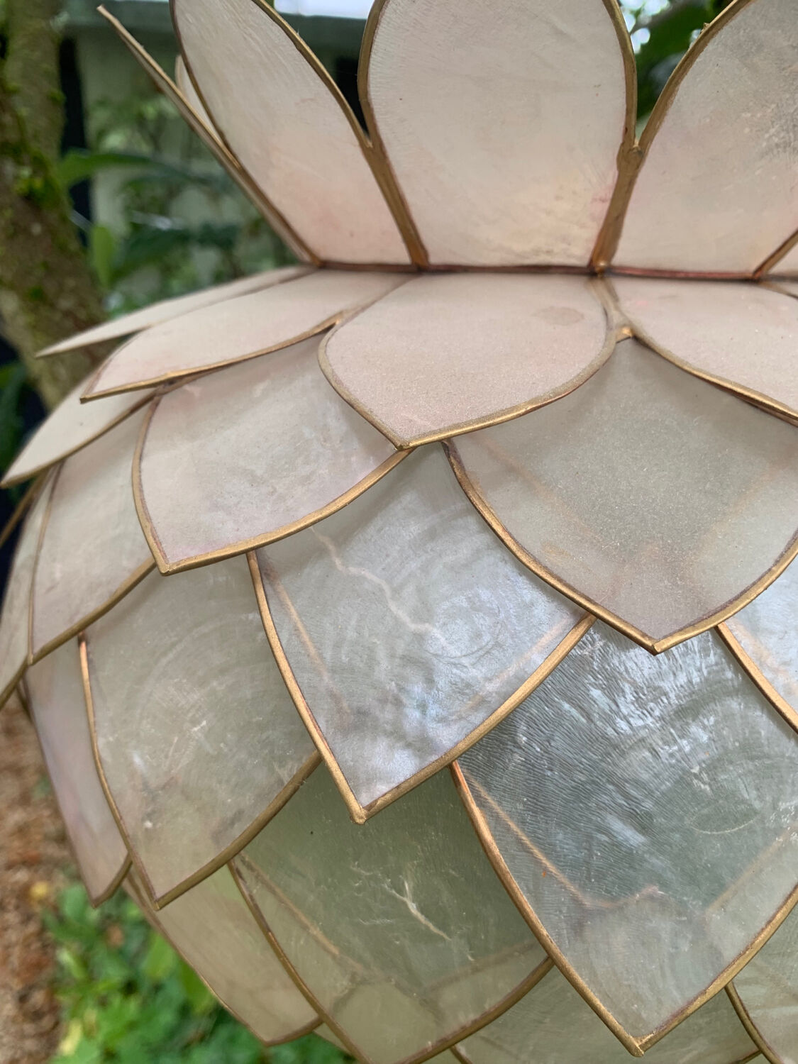 Chandelier, vintage mother-of-pearl lotus pendant 1980