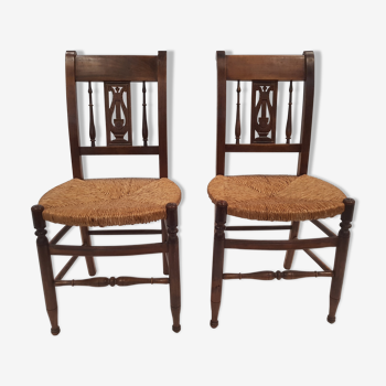 Pair of chairs lyre back