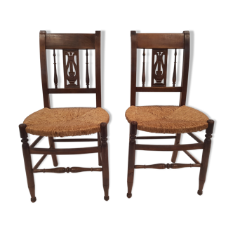 Pair of chairs lyre back