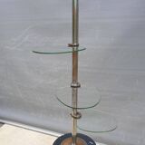 Art Deco chrome brass display 3 glass shelves