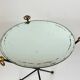 French mid-century mirror side table, Jacques Adnet style, brass, 1950s.