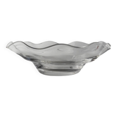 Immense bol en verre transparent de 16,5 pouces par Laica Cristalleria – Centre de table à bord ondulé, Italie, années 1990.