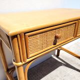 Desk 2 drawers vintage rattan