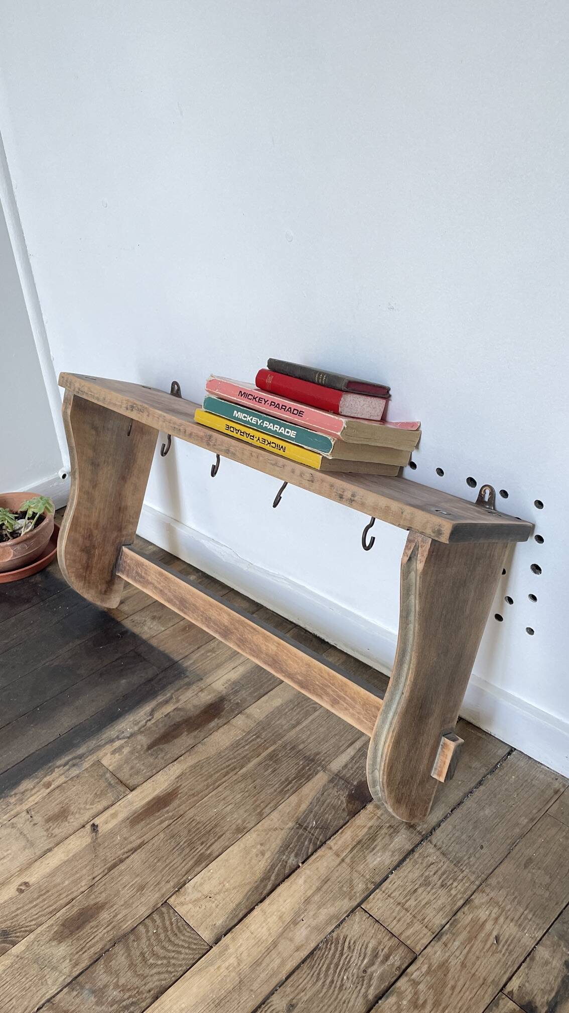 ETAGERE Vintage 5 Crochets BOIS Brut