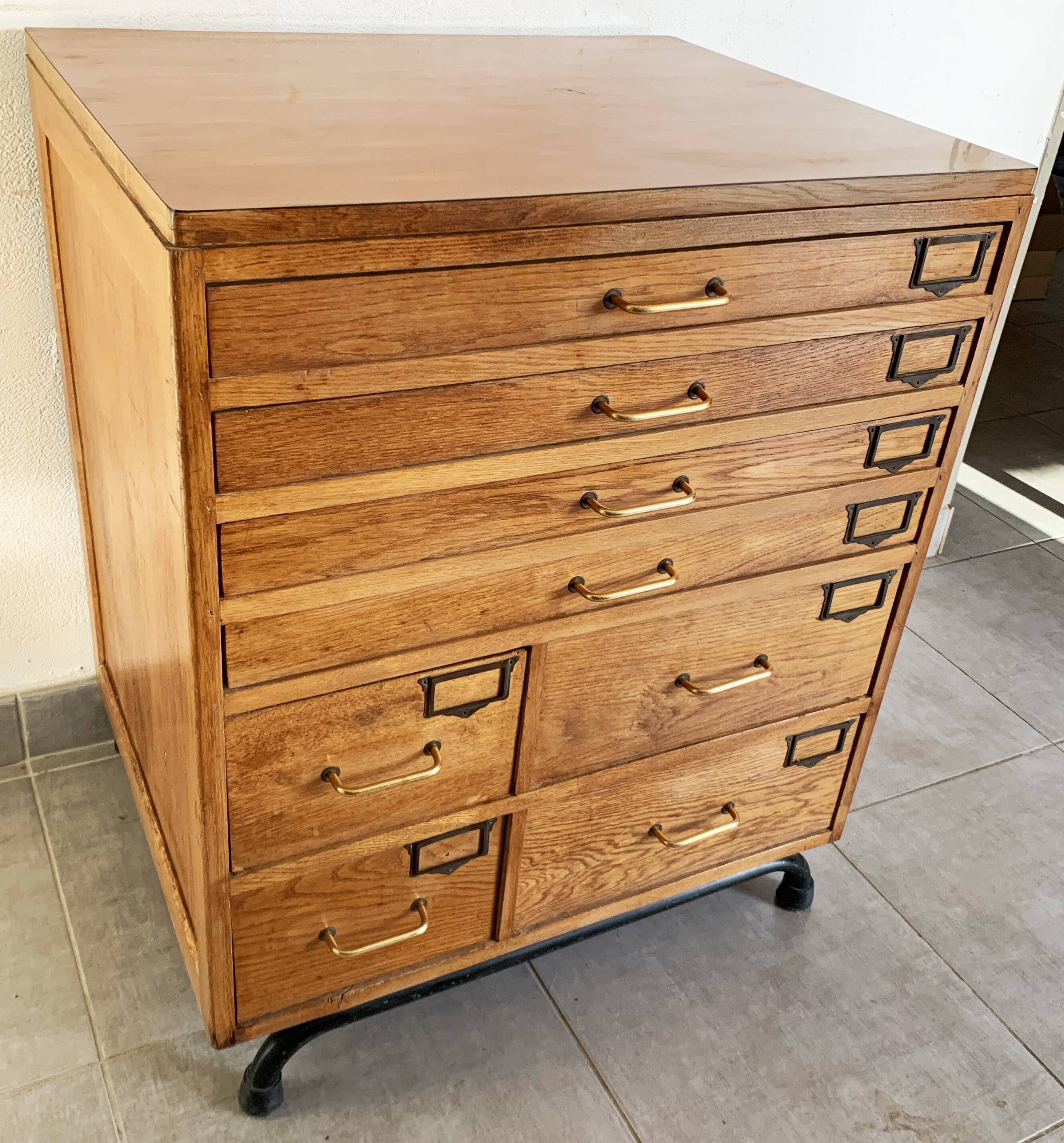 Vintage printer or schoolmaster workshop furniture from the 50s
