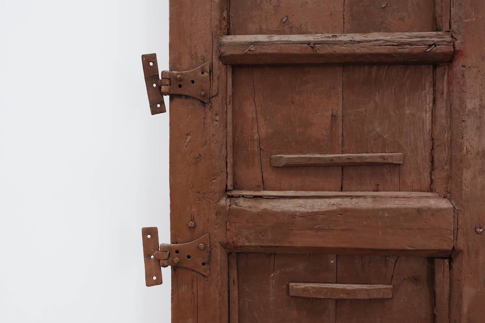 Large 17th century Monastery doors in terracotta lacquered oak, Portugal