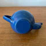 Ancienne Théière Métal Tôle Émaillée Bleu Vintage