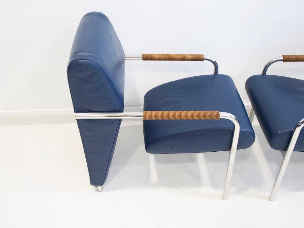 Pair of blue Niccola sun loungers by Andrea Branzi for Zanotta