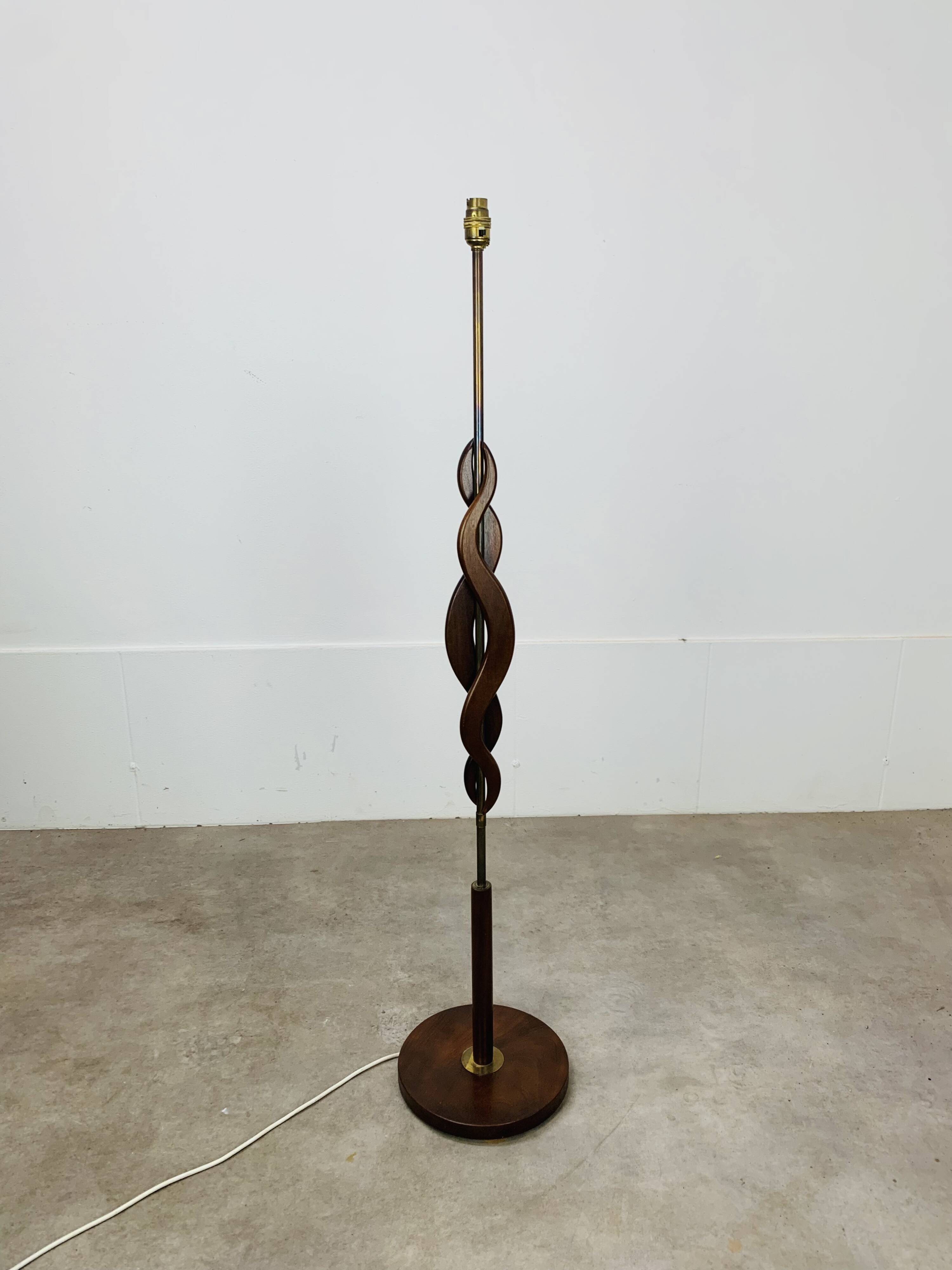 Scandinavian teak and brass floor lamp, 1960s