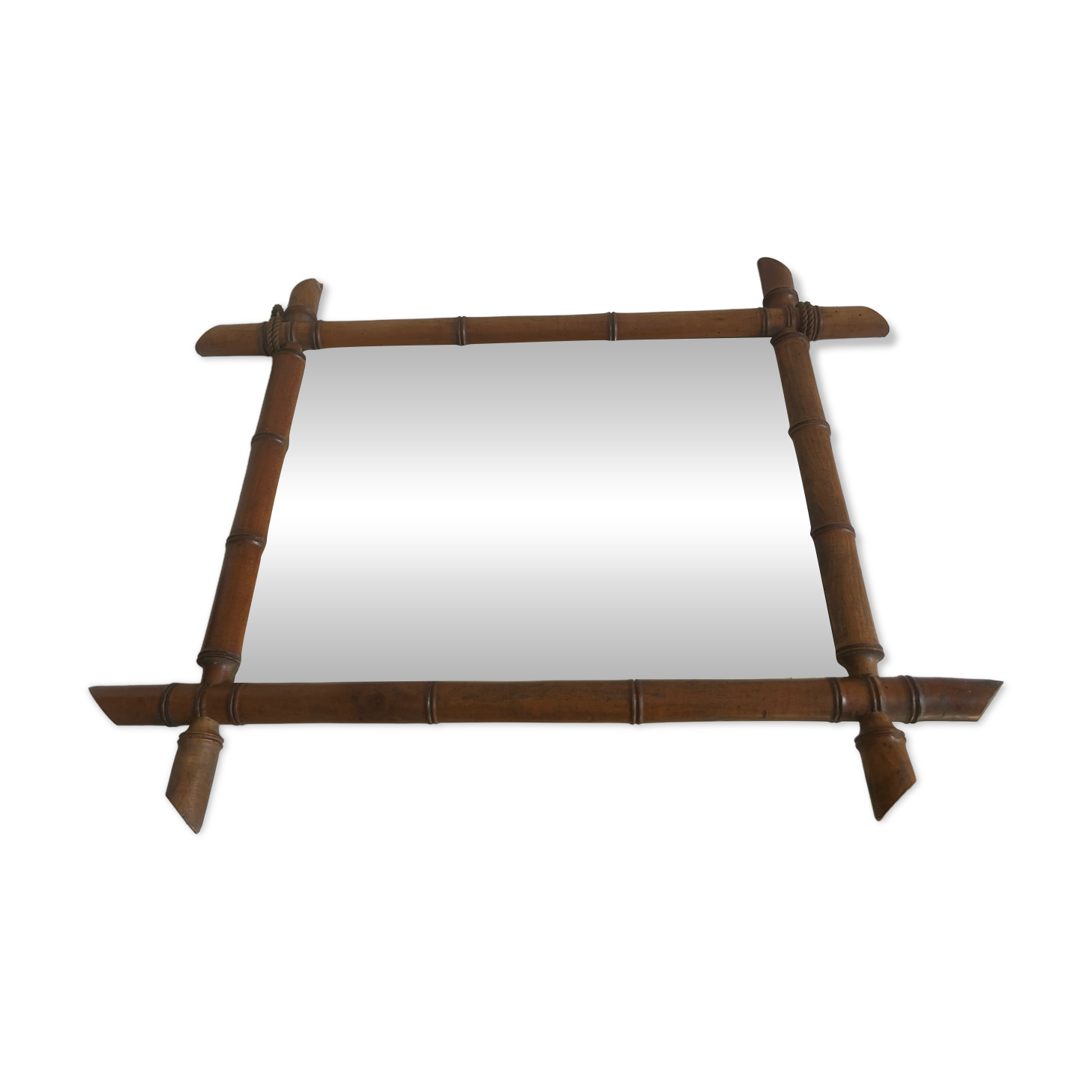 Large antique bamboo mirror