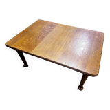 Table antique Anglaise sur roulettes en bois de chêne massif par Joseph Fitter (XIXe siècle)