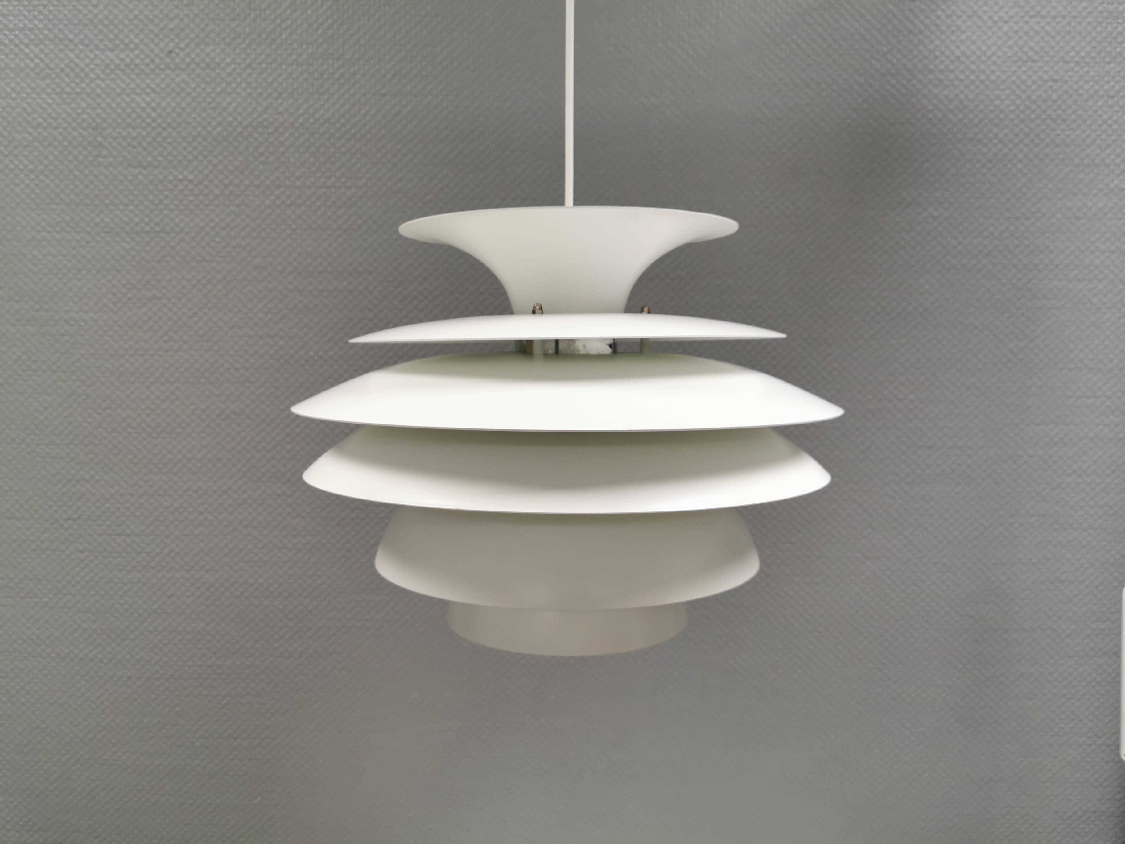 Hanging lamp with multiple layers of shades, by Junge/Vitrica Denmark 1980s
