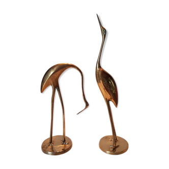 Brass heron couple